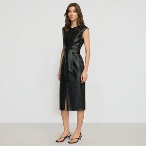 Modern Citizen Pilar Vegan Leather Tie-Front Dress Size MBlack / Regular / M